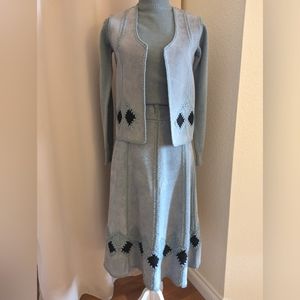 Vintage Suede Vest and Skirt Set House of Shayne